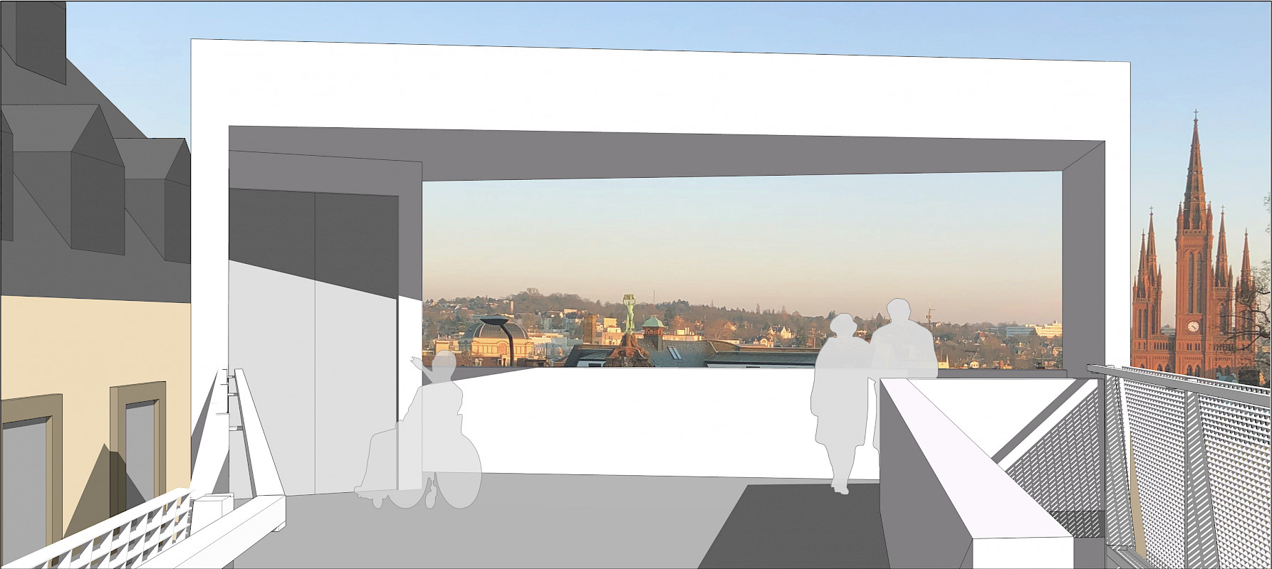 Panoramablick vom Dach der Einhausung