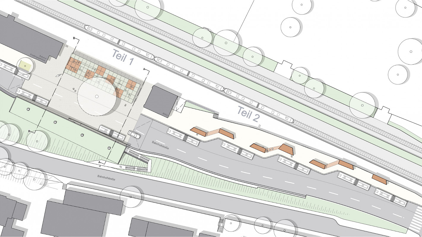 Lageplan Bike & Ride Station und Haltestellenüberdachung
