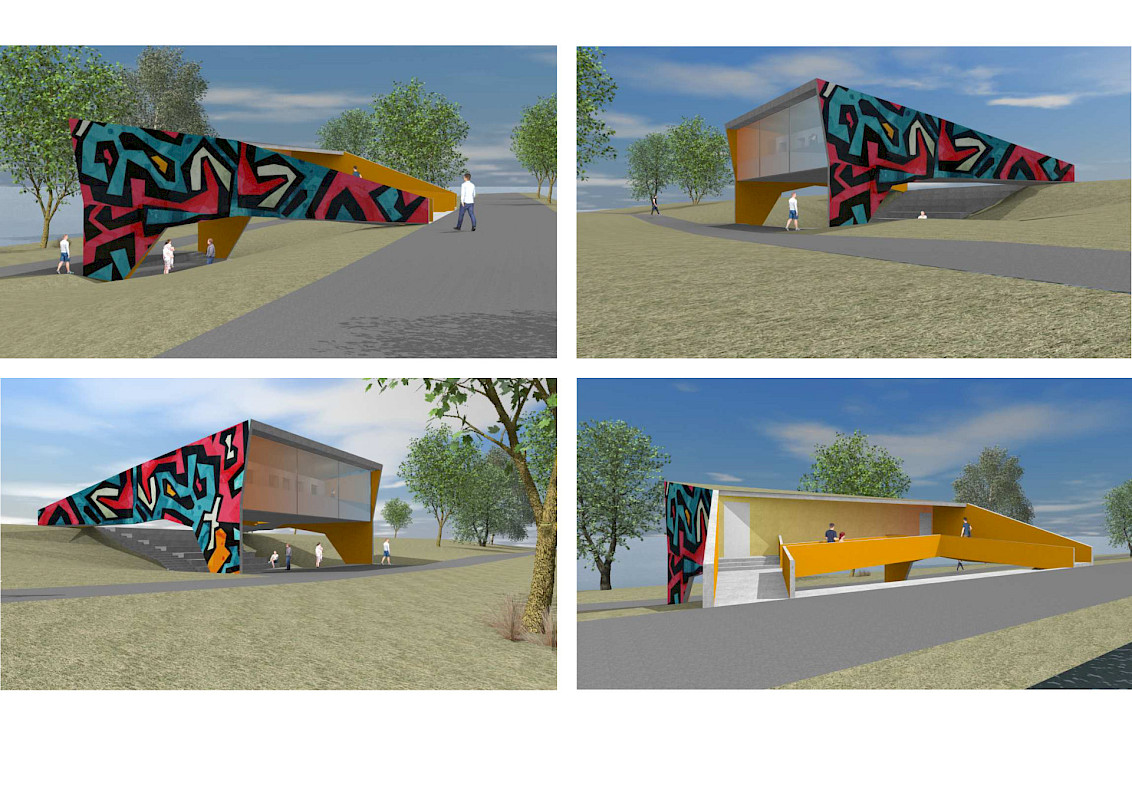 Perspektiven Fassadenvarianten mit Graffiti