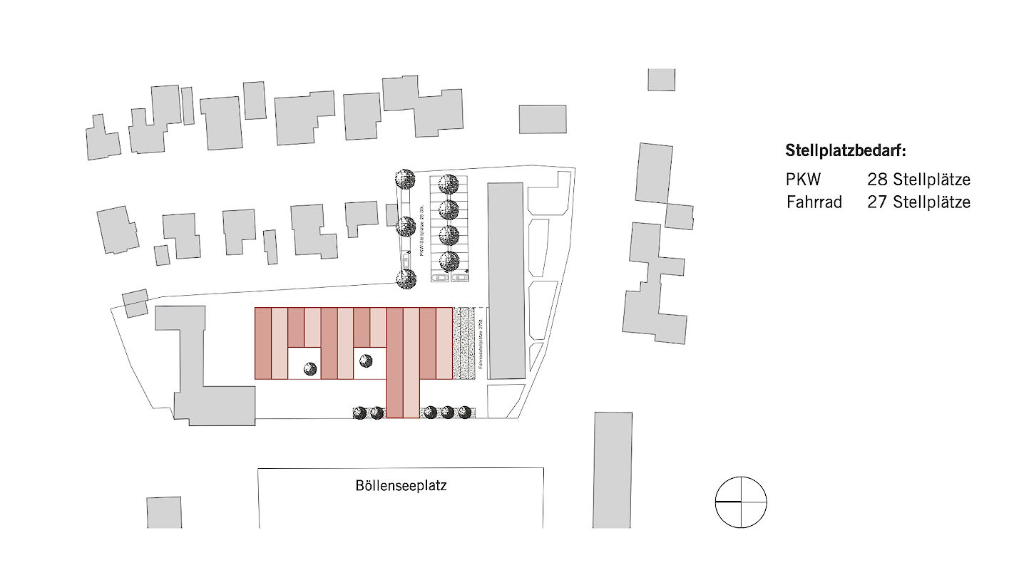 Lageplan mit Freiflächen / Stellplätzen