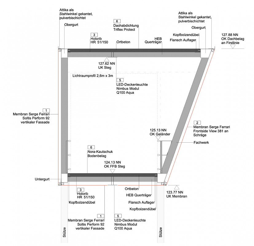 Querschnitt 1 © Leonhardt, Andrä und Partner Beratende Ingenieure VBI AG / SCHOYERER ARCHITEKTEN_SYRA